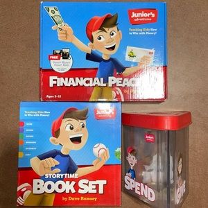 NWT/NIB LOT BUNDLE Financial Peace Jr, 6 Book Story Time Set & Smart Saver Bank